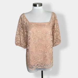 Nanette Nanette Lepore‎ Light Pink Lace Blouse L